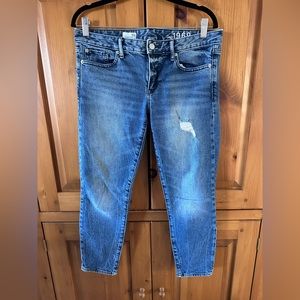 Gap always skinny jeans. Lightly distressed. Soft.